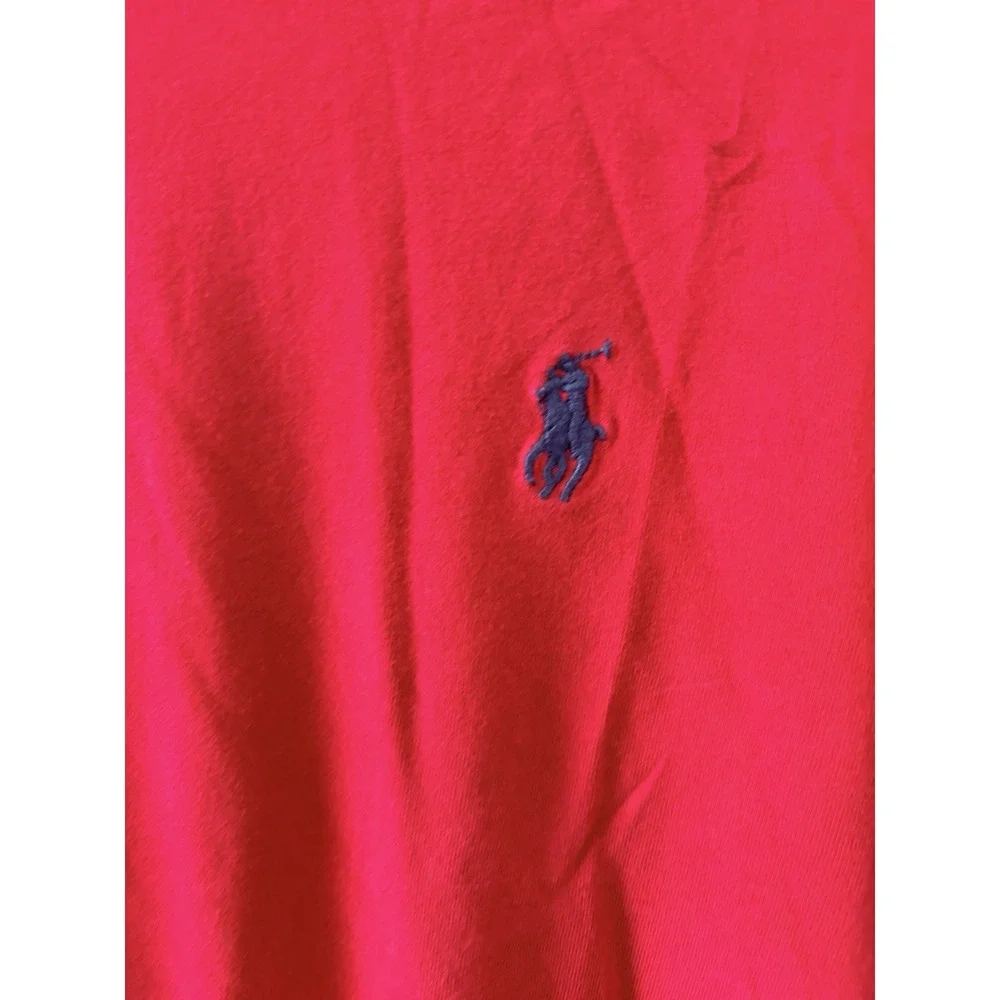 Polo Ralph Lauren V-Neck T-Shirt Mens Size M Red Short Sleeve Cotton